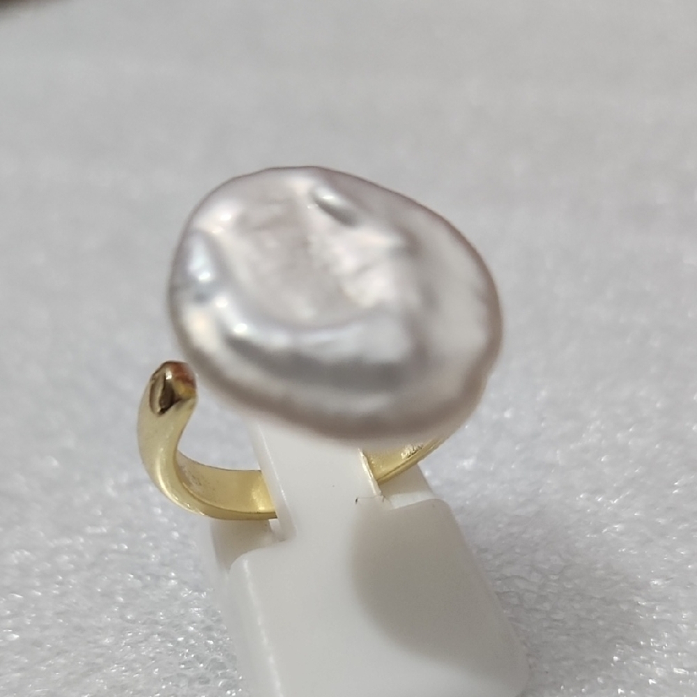 Elegant Gold Plated and White Pearl Ring